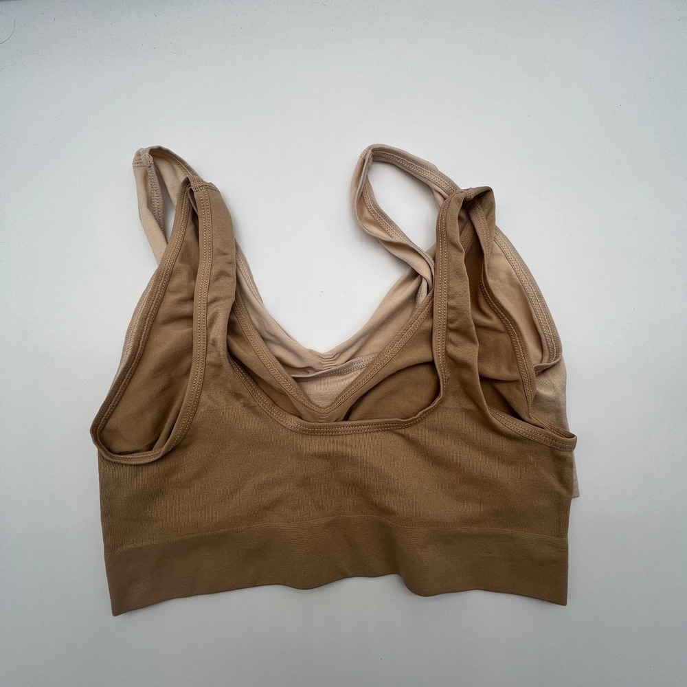 Rhonda Shear Ahh Bra 2-Pack Seamless Wireless Bralettes Beige Tan XL 9588 - Picture 2 of 5